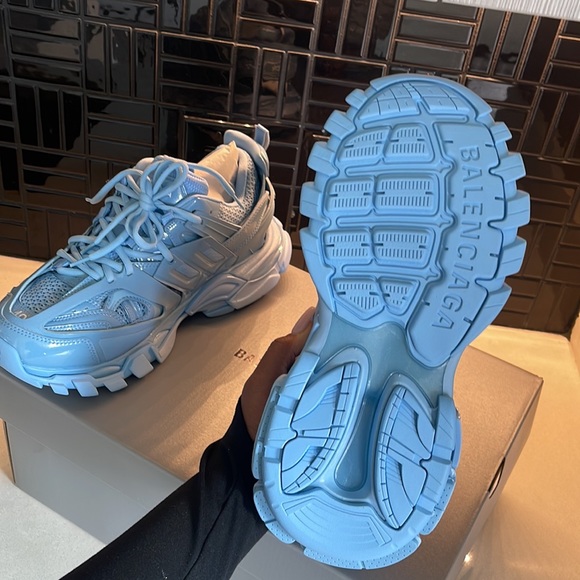 Balenciaga Light Blue Metallic Sneakers - Picture 3 of 3